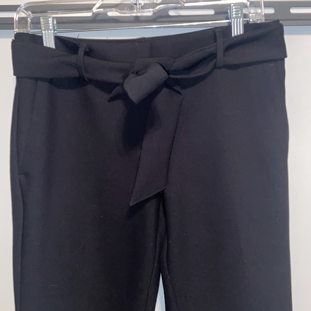 LOFT Black Tie-Waist Tapered Pants